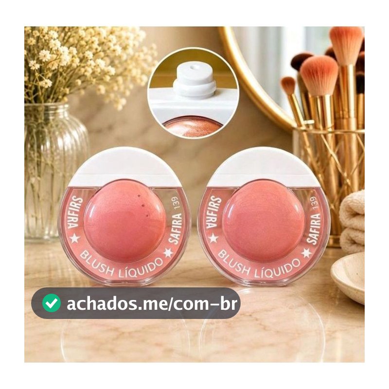 Blush Líquido Maquiagem Safira Longa Duração | Efeito Viçoso, Natural | Textura Leve 13g