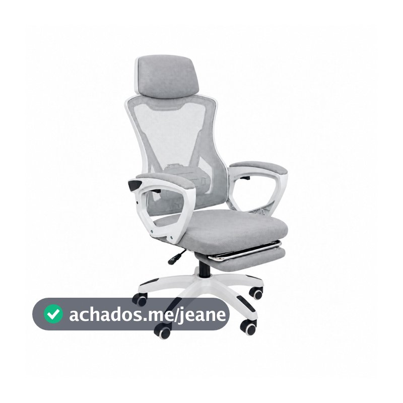 Cadeira Presidente Supreme Ergonômica Reclinável com Apoio Lombar Ajustável e Apoio para os Pés Cinza