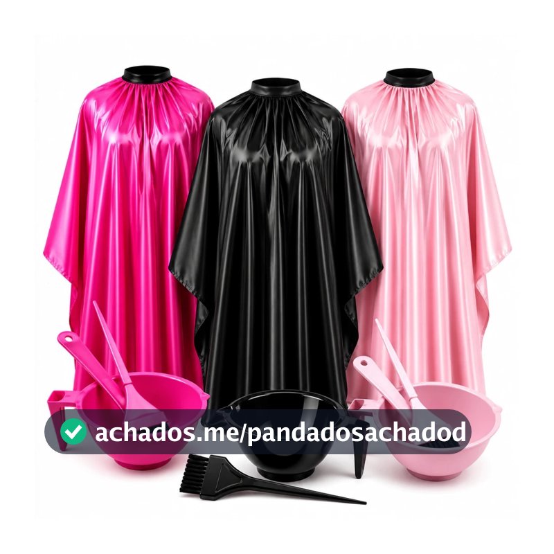 kit Capa Para Corte Com Zíper de Cetim + Kit Tintura Cumbuca Pincel Espátula