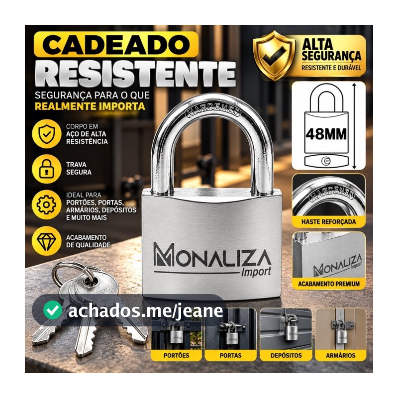 Kit 2 Cadeados 48mm Reforçado com 3 Chaves Segurança para Armário Mala Vestiário " Envio imediato "