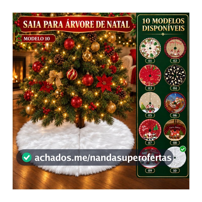 Saia Tapete Base Árvore De Natal Decoração Papai Noel Enfeite Natalino Luxo LuvinCo