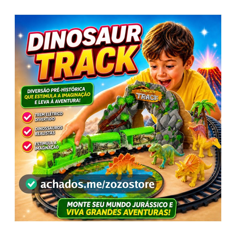 Trem Eletrico Infantil Dinossauro Trilhos Divertido Interativo Educativo Presente Crianca