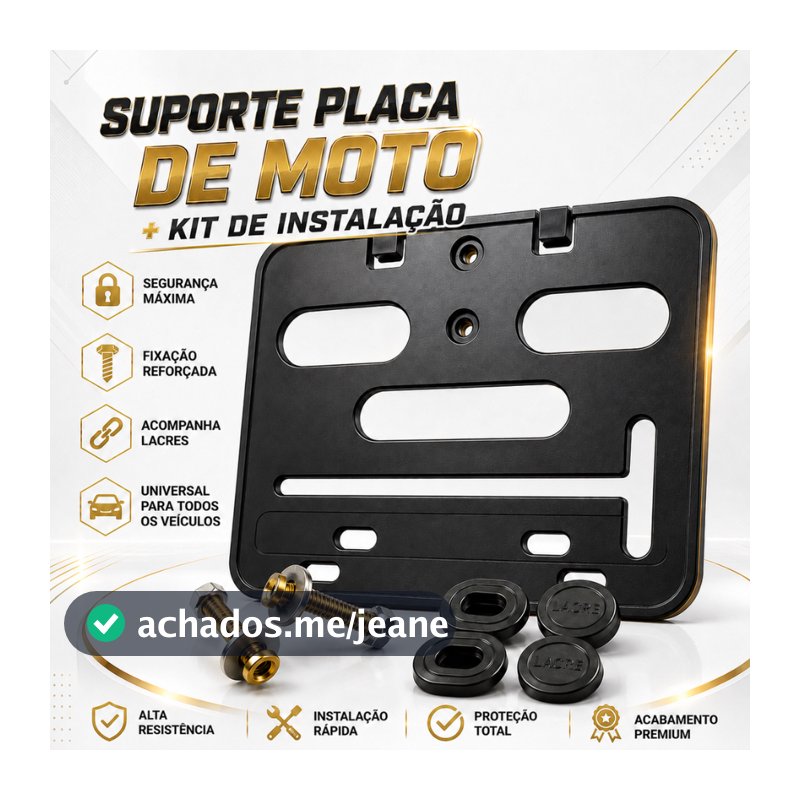 Suporte Moldura Protetor de Placa  de Moto Mercosul de Motocicleta + Kit de Instalação