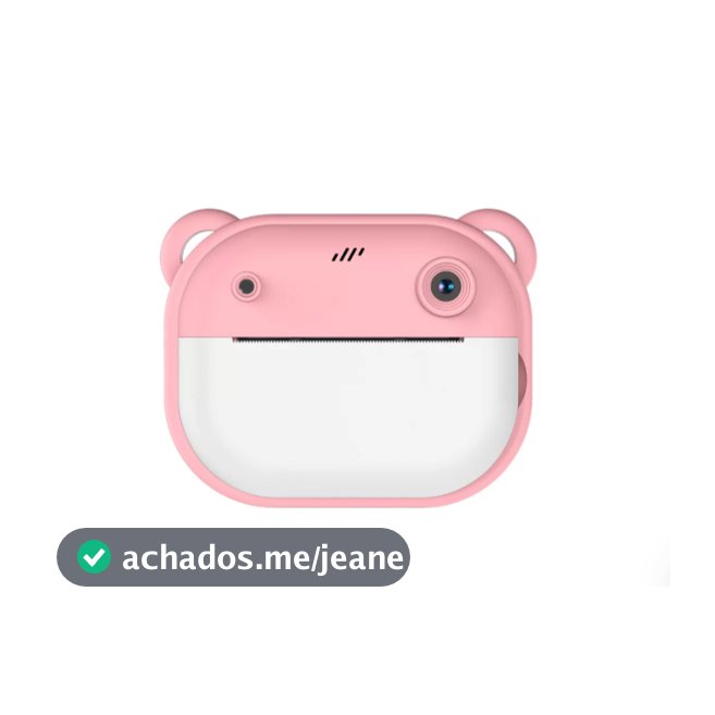 Câmera Infantil Instantânea com Impressão Térmica |Design Ursinho Rosa | Portátil e Recarregável