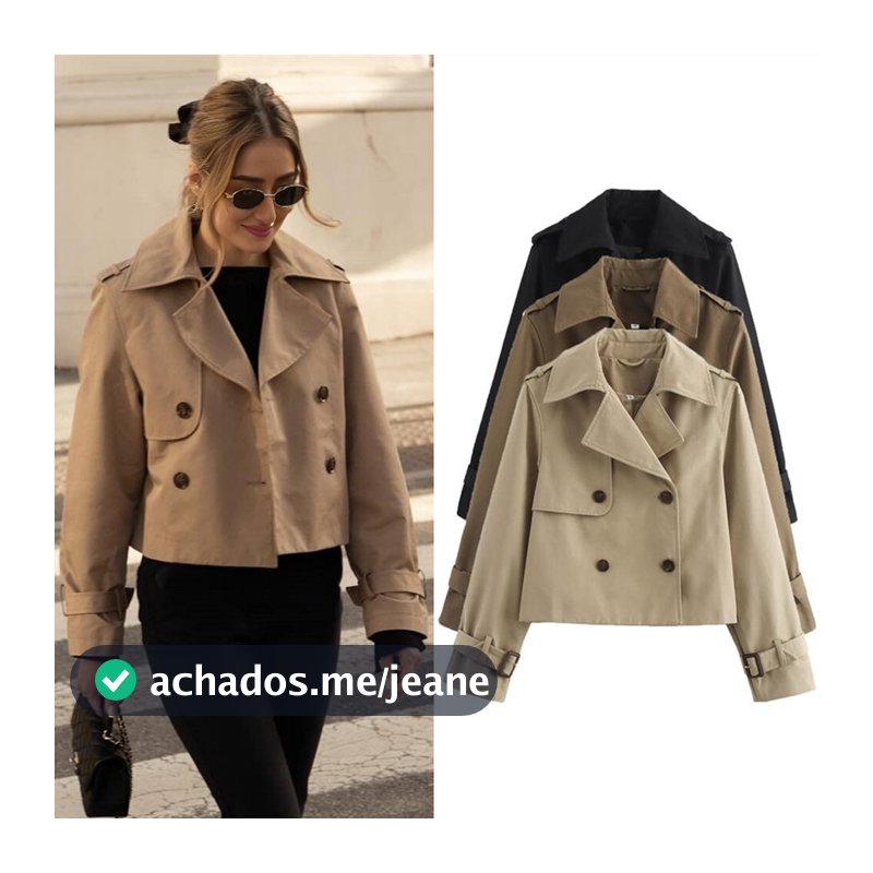 Mulheres Trench Coat Curto Duplo Breasted Manga Longa Magro Solto Primavera Outono Inverno Moda Casual Elegante Formal E