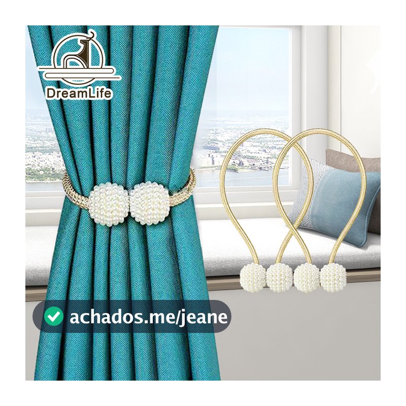 1/2/4 Pcs Do Champanhe/Aleatória Langsir Ímã Cinto De Cortina De Tecido Corda Imitação De Pérolas Fivela Soco