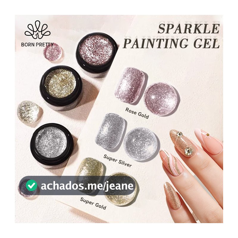 BORN PRETTY Gel Glitter De Unhas Arte Gel Glitter De Unhas Arte Pintura Refletiva Platina 5ml UV Manicure Tool