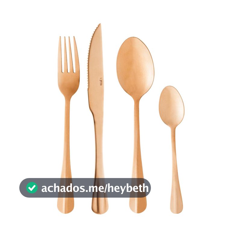 Faqueiro Lyor Positano 24 Peças Aço Inox Rose Jogo de Talheres Completo Garfos Facas Colheres Mesa Posta Jantar Presente