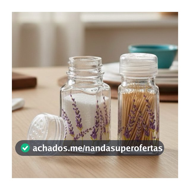 Saleiro com Paliteiro de Mesa em Vidro com Tampa de Plástico Provence – 2 Peças 70ml