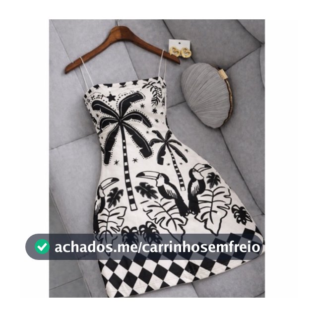 Vestido Feminino Ajustado Curto Tropical Preto e Branco com Estampa de Coqueiro e Tucano Alcinha Fina Verão Casual Praia