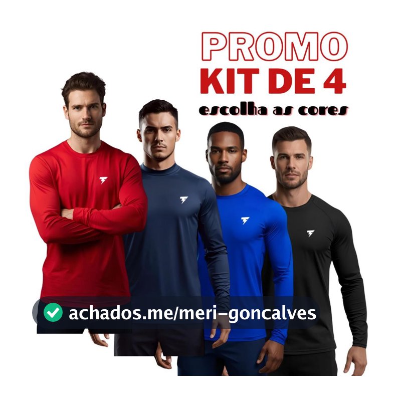4 camisa termica masculina Manga Longa UV 50+ Malha Fria DryFit Masculina Academia