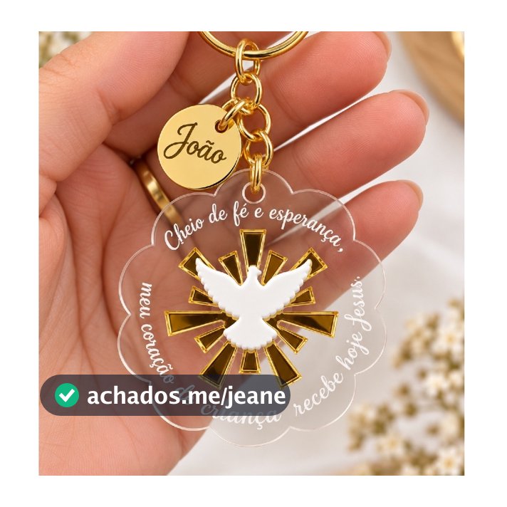 LEMBRANCINHA BATIZADO/EUCARISTIA/CRISMA - CHAVEIRO DE ACRÍLICO COM TAG PERSONALIZADA.