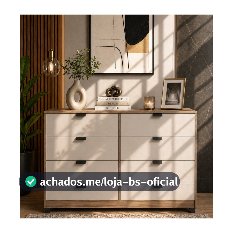 Cômoda Industrial 8 Gavetas P/ Quarto Casal Design Moderno Adulto Sapateira Off White Madeirado Espaçosa Cinza Branco
