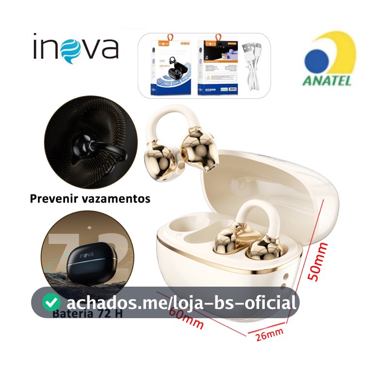 INOVA Fone De Ouvido Bluetooth 5.4 Toque DE Impressão Digital 72H Autonomia ANC Cancelando Ruído