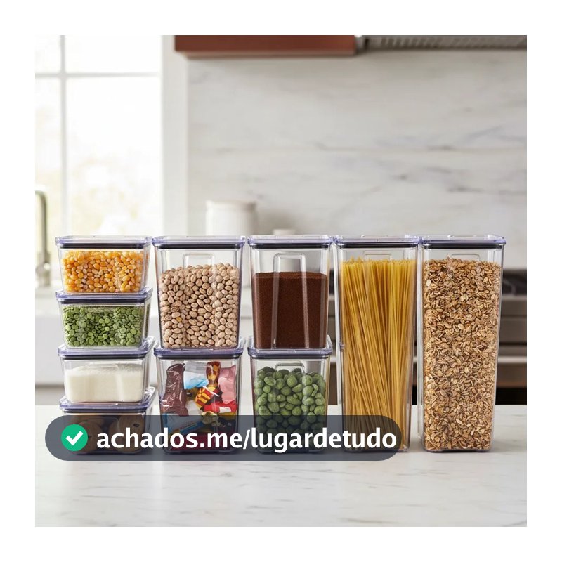 Kit 10 Pote Hermético Empilháveis Porta Mantimento Cozinha Organizador Rebirth