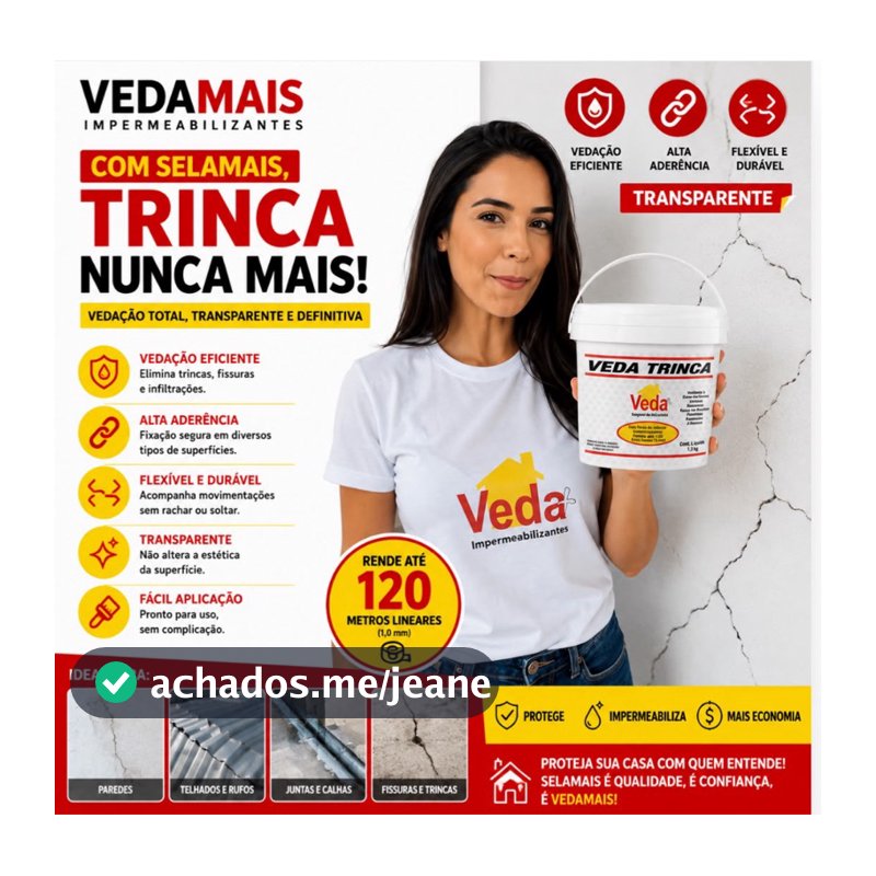 Veda Trinca; fissuras; rachaduras; calhas galvanizadas; microfissuras; Branco