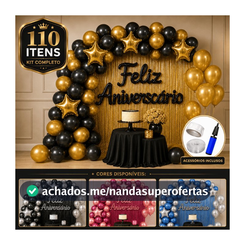 Kit Decoração Aniversário Completo Básico Festa de Aniversário Decoração até 110 un decoração festa