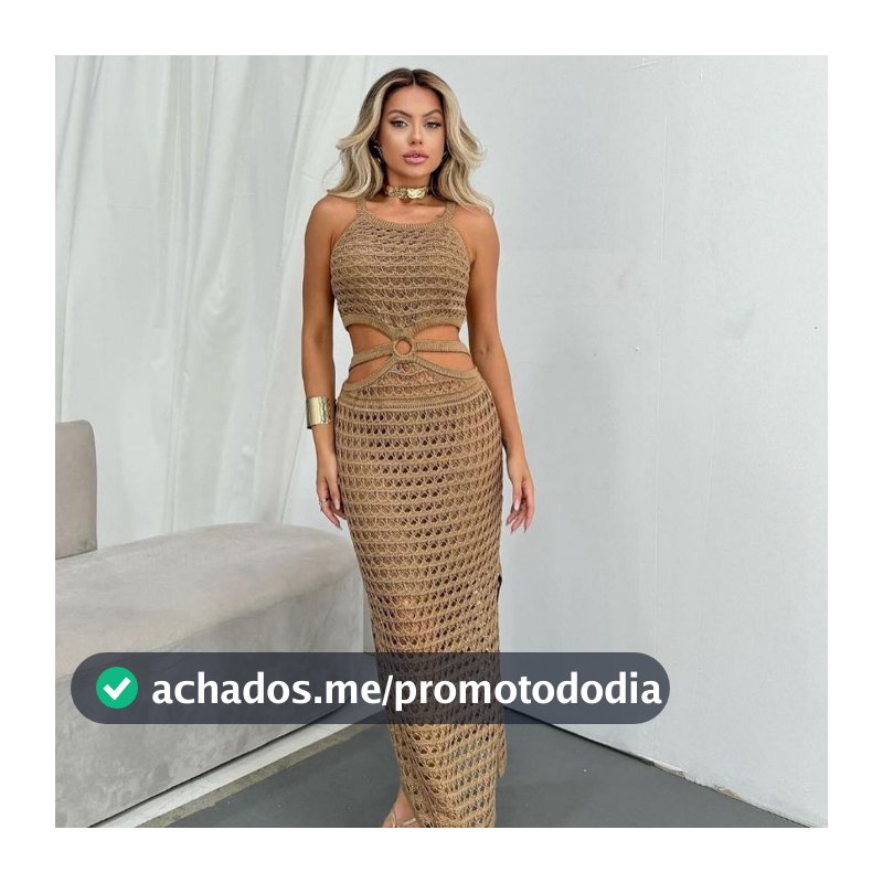 Vestido midy rendado tricot lançamento com fenda com tiras na lateral e argola trico