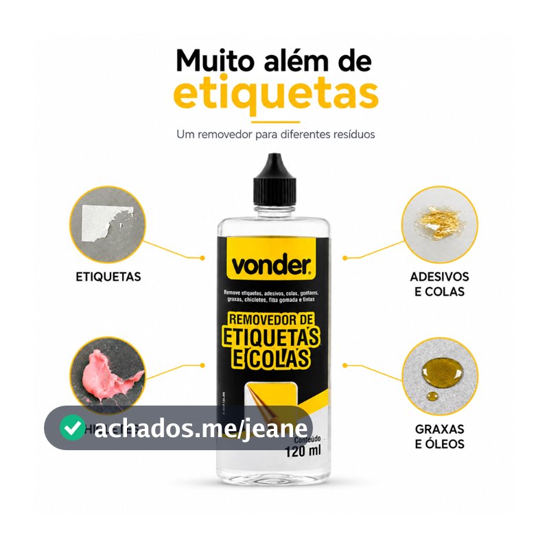 Removedor de Etiquetas e Colas Vonder 120ml para Adesivos Chicletes Graxas Óleos Decalques e Fitas Gomadas Multiuso