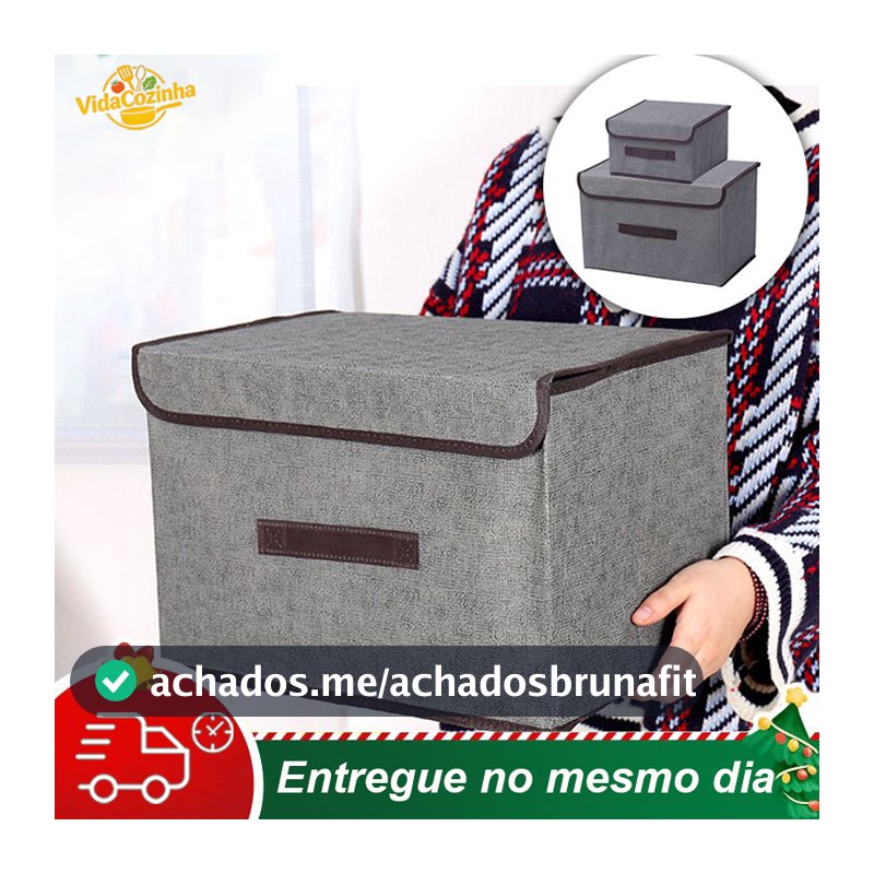 Caixa Organizadora Dobrável com Tampa – Organizador Multiuso para Roupas, Brinquedos e Documentos