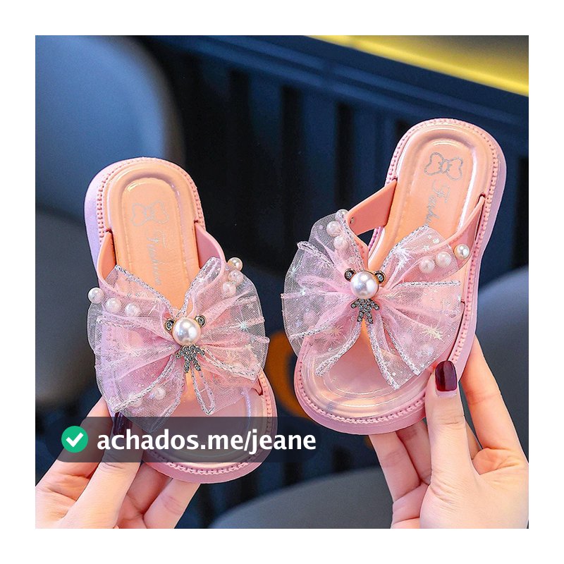 Sandália Infantil Menina Moda Arco Pérola Princesa Sandálias Chinelos Antiderrapantes