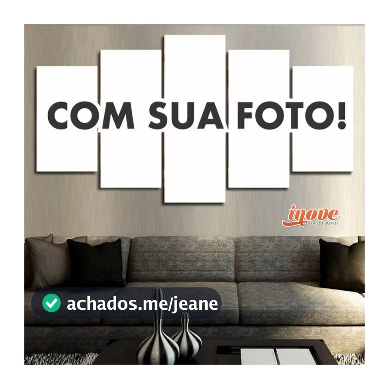 Quadro Personalizado Unidades - COM SUA FOTO 80X50 cm 5 Peças Decorativo