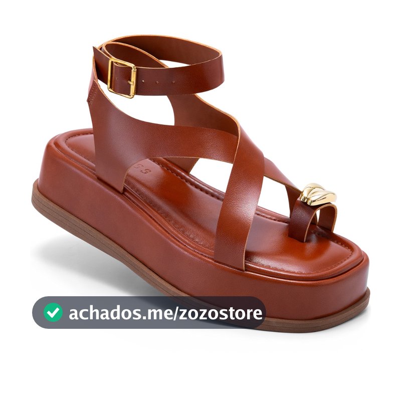 Sandália Feminina Lumiss Flatform Confortável Enfeite Metalizado Tiras