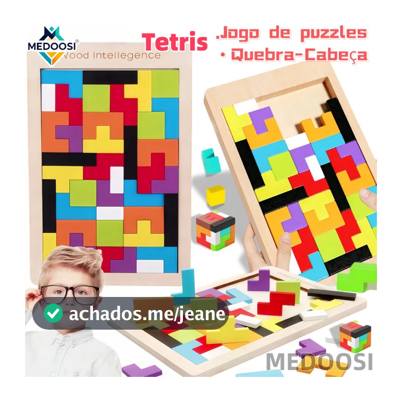 MEDOOSI Quebra-Cabeça 3D 3 em 1 Tetris De Madeira Brinquedos E Tangram /Jogo Infantil Maginação Educativo para Crianças