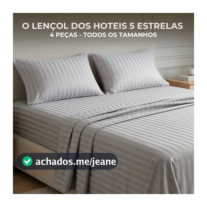 Jogo de Lençol 4 Peças Micro Percal 500 Fios Padronado Cama Solteiro Casal Queen King