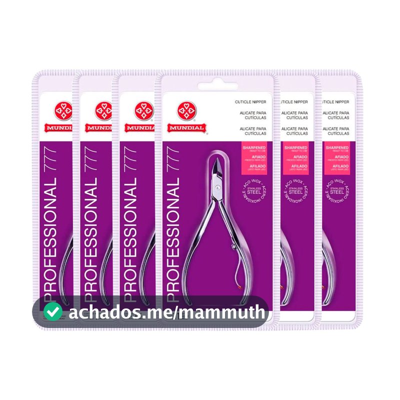Kit Alicate Cutícula Profissional Mundial Inox Referência 777 - 6 Unidades