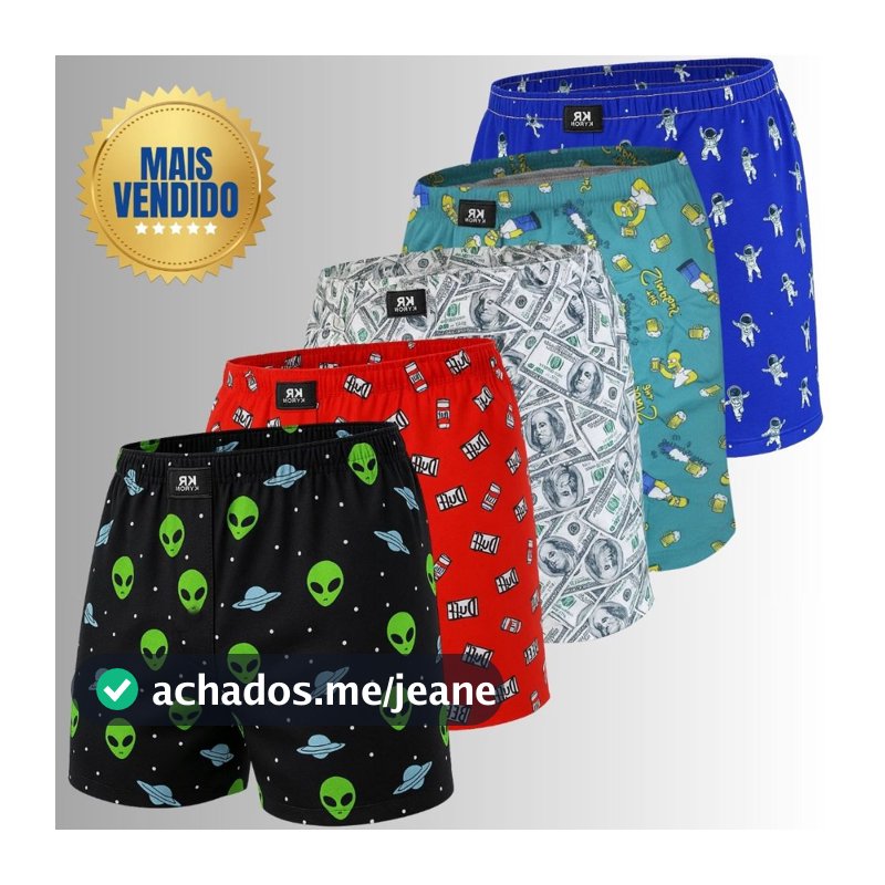 Kit 5 Cuecas Samba Canção Masculina – Tecido Geladinho, Conforto Máximo, Estampas Sortidas