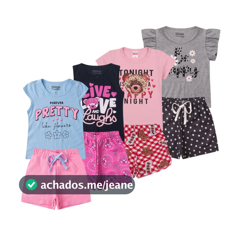 Kit Sortido 4 Peças Roupa De Bebê Menina Infantil Verão Conjunto Menina