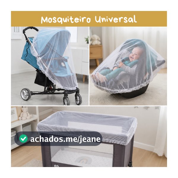 Mosquiteiro Portátil Universal Tule Para Carrinho Bebe Conforto e Berço Desmontavel