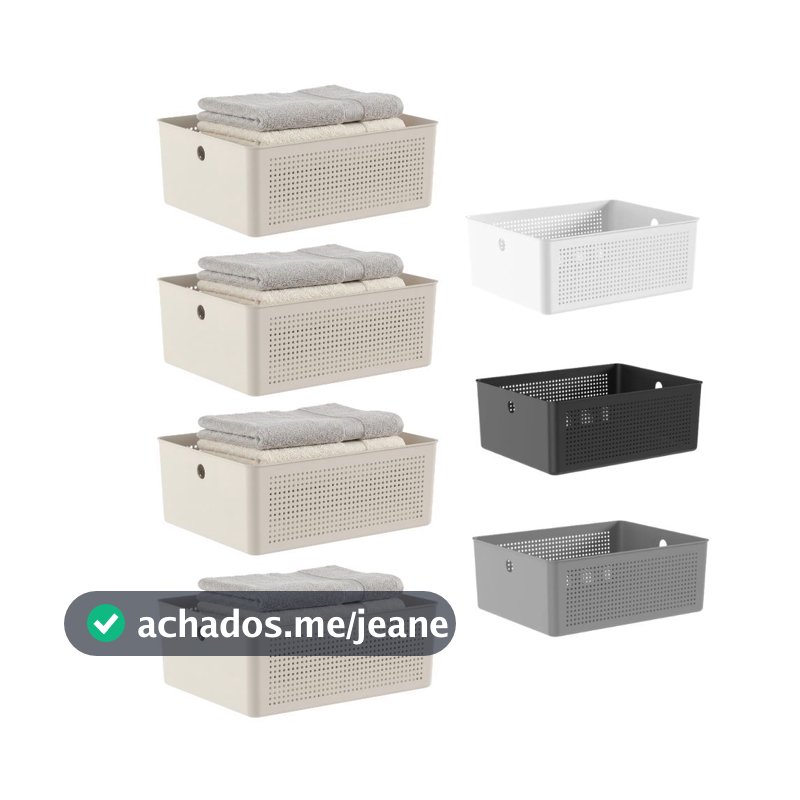 4 Cesto Organizador Empilhável Com Alça Multiuso 12l Flow Ou