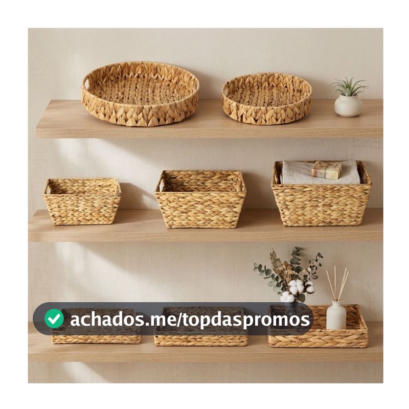 Cestos Fibra Natural Seagrass Organizador Multiuso Paramount Vaso Cesta Palha