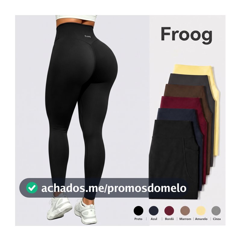 Froog Calça Legging Feminina Roupa de Academia com Bolso +Zero Transparência +Cintura Alta +Elástica+Fitness