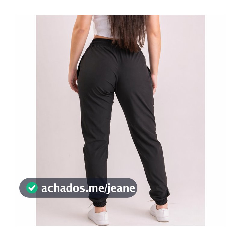 Calça Feminina Jogger Em Tactel Com Elastano Bolsos E Cordão