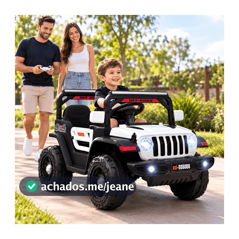 Carro Elétrico Infantil Jipe Jeep 12v com Luz de LED, Som e Controle Remoto