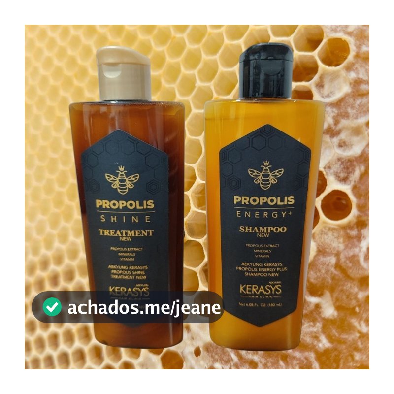 Kit Coreano Propolis Kerasys 180ml - Duo Shampoo Energy + Tratamento Shine Mel - Nutrição e Brilho