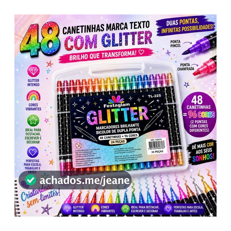 Marcador metálico 6/12/18/24/36/48 caneta de glitter de cabeça dupla marcador de cabeça dupla brilhante Material Escolar