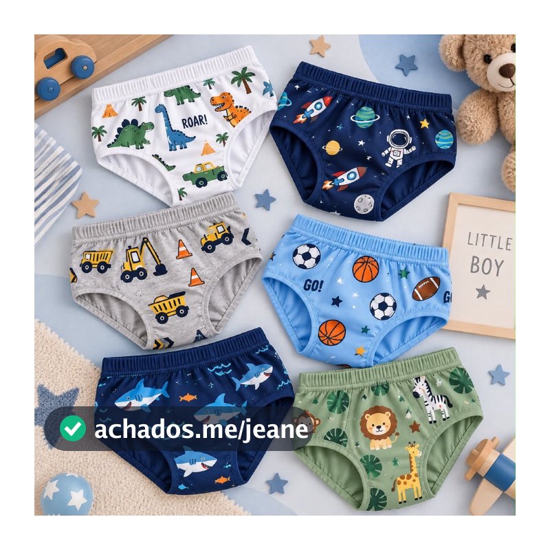 Kit 5-10 Cueca Infantil Menino Kit Cueca Infantil Slip C/ Forro