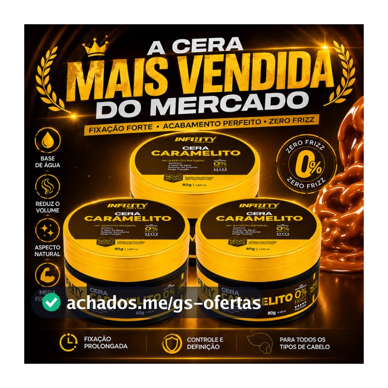 Kit 3x Pomada Cera Modeladora Caramelito 80g Infinity Classe A Modela Alta Fixação Antifrizz Hidrata os Fios