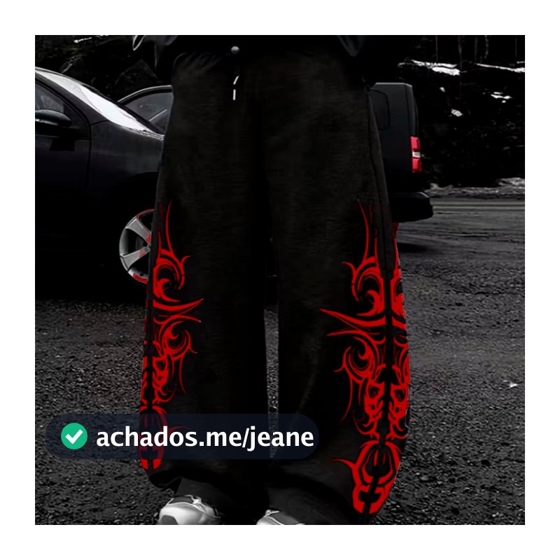 Calça Baggy Balão Wide Leg Pantalona Streetwear Gotica Punk Rock Aesthetic Colors Masculino Moletom