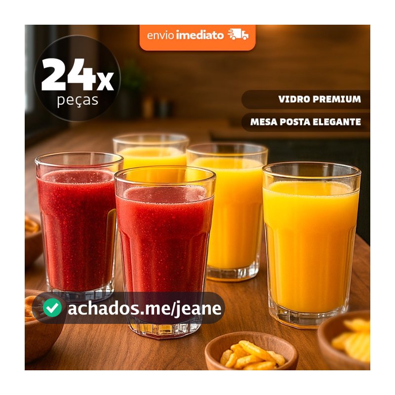 Kit 24 Copos Otto 420 ml Vidro Premium para Suco, Drink e Água Dia a Dia