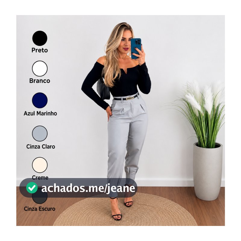 Calça Alfaiataria Feminina Cintura Alta Com Pença Casual e Social do P até G1