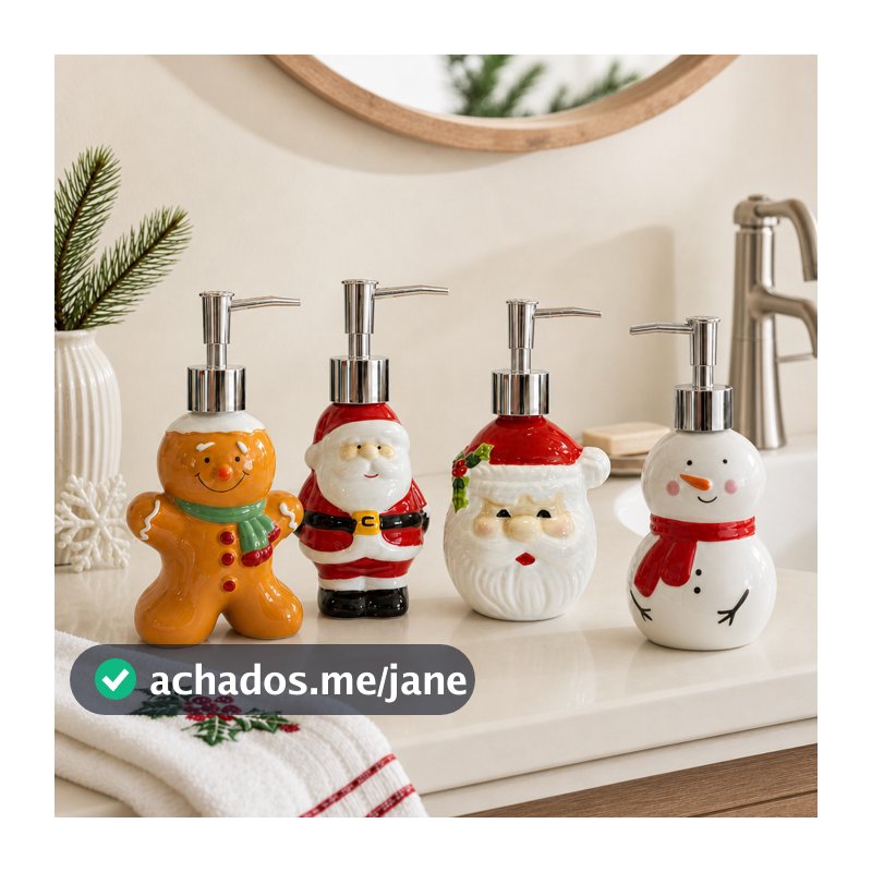 Porta Sabonete Líquido de Natal de Porcelana - Rizzo | Em 4 modelos