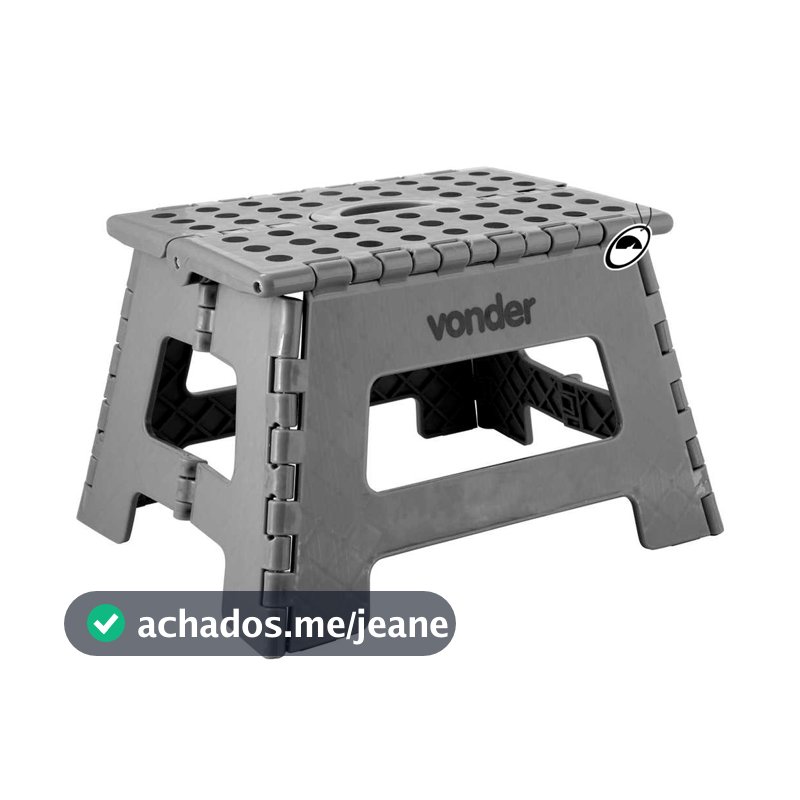 Banqueta Plástica Multiuso Dobrável 22cm Capacidade 150kg Vonder Cinza