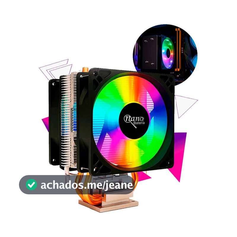 Cooler Duplo Rgb Para Processador Cpu Pc Gamer Intel Ryzen Am5 Am4 Am3 775 1150 1155 1200 1700 X99 Nano Bateria