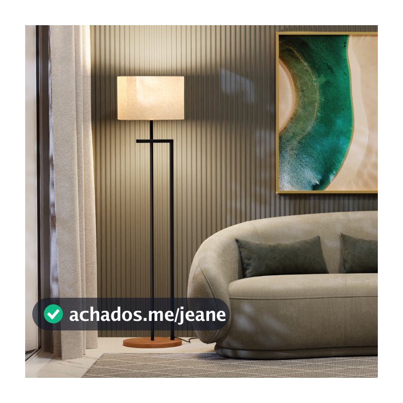 Luminária Indústrial De Chão Salone Preto Com Cúpula Palha Unidecor