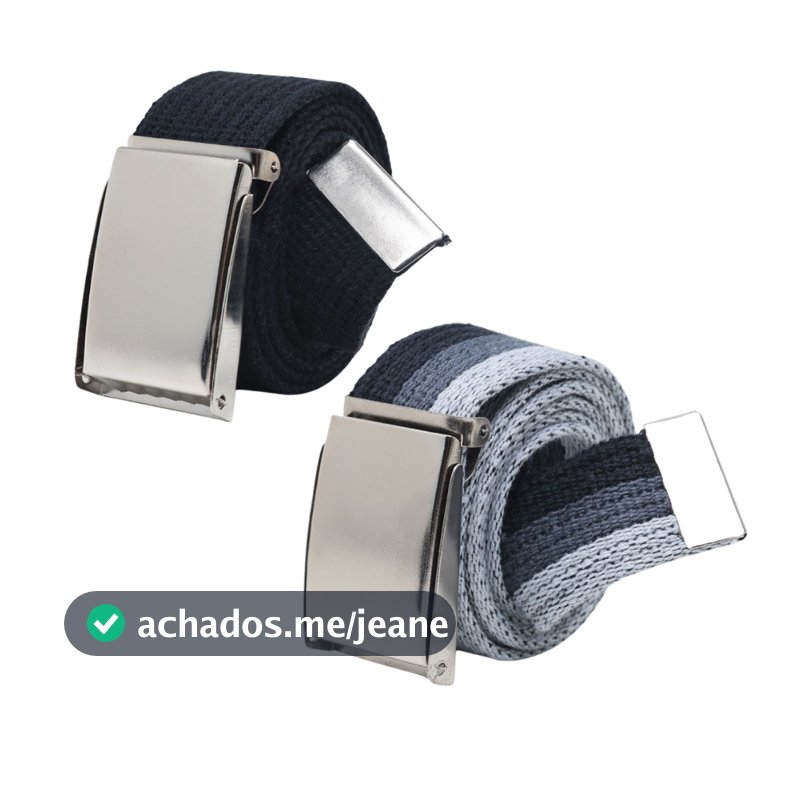 Kit 2 Cintos Masculino De Lona Gorgurão Fivela Americana Ajustável Alta Qualidade Plus Size